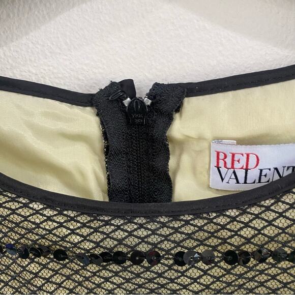 RED Valentino Sequin Mesh Tulle Mini Dress Black Nude IT 44 US 8 Party Glam - Picture 9 of 10
